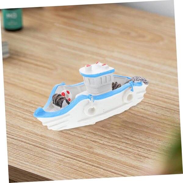 STOBAZA Miniatura Barca in Resina Mediterranea per Decorazioni Nautiche e Micro Paesaggi