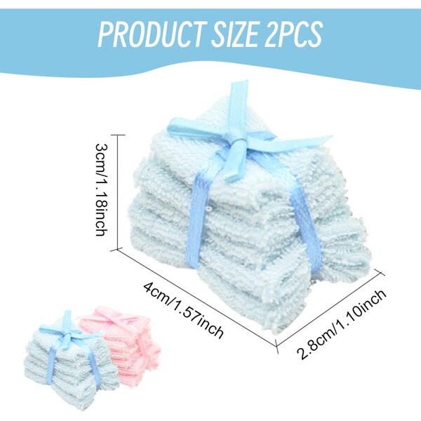 1:12 Mini-Handtuch-Set für Puppenhäuser – realistische Badezimmer-Accessoires, 2-teilig