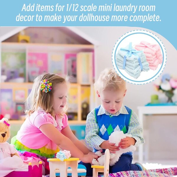 1:12 Mini-Handtuch-Set für Puppenhäuser – realistische Badezimmer-Accessoires, 2-teilig