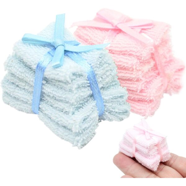 1:12 Mini-Handtuch-Set für Puppenhäuser – realistische Badezimmer-Accessoires, 2-teilig