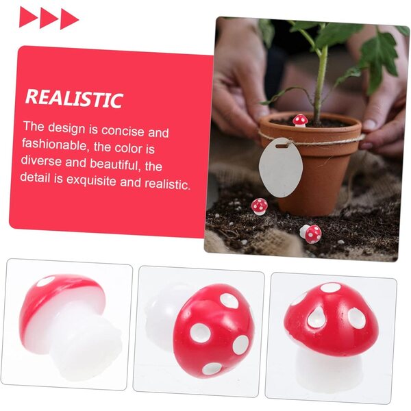 Mini Decorazioni Funghi in Resina rossi 50 pezzi per Giardino e DIY Miniatura