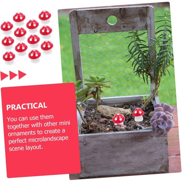Mini Decorazioni Funghi in Resina rossi 50 pezzi per Giardino e DIY Miniatura