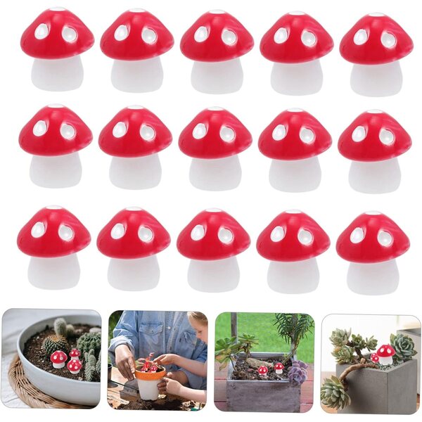 Mini Decorazioni Funghi in Resina rossi 50 pezzi per Giardino e DIY Miniatura