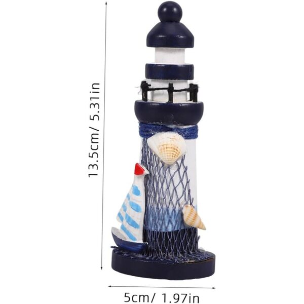 Decorazione Leuchtturm in Legno Mediterraneo per Casa, Ufficio e Giardino 13,5 cm