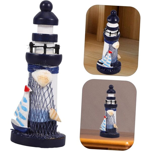 Decorazione Leuchtturm in Legno Mediterraneo per Casa, Ufficio e Giardino 13,5 cm