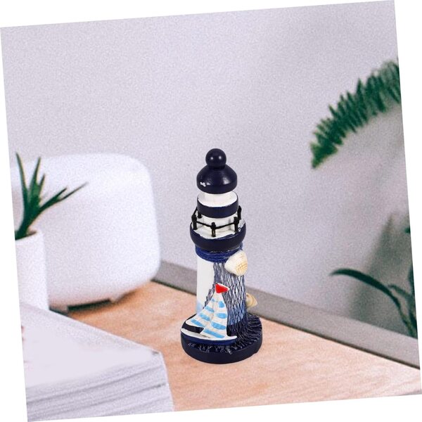 Decorazione Leuchtturm in Legno Mediterraneo per Casa, Ufficio e Giardino 13,5 cm