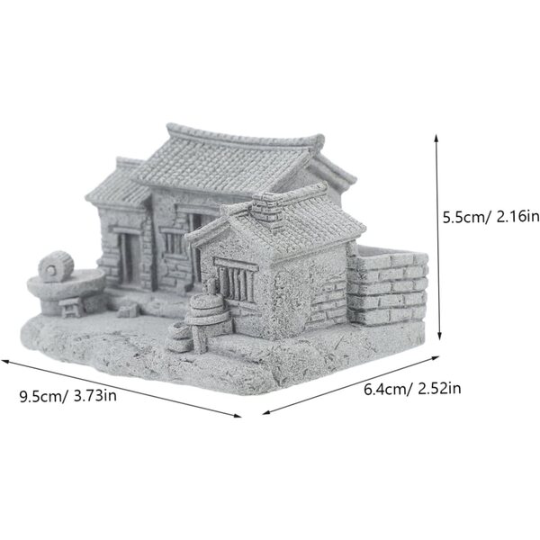 Antikes Miniaturhaus aus blauem Stein im chinesischen Stil, Heim- und Gartendekoration
