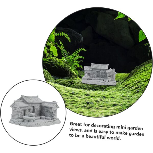 Antikes Miniaturhaus aus blauem Stein im chinesischen Stil, Heim- und Gartendekoration