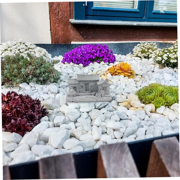 Antikes Miniaturhaus aus blauem Stein im chinesischen Stil, Heim- und Gartendekoration