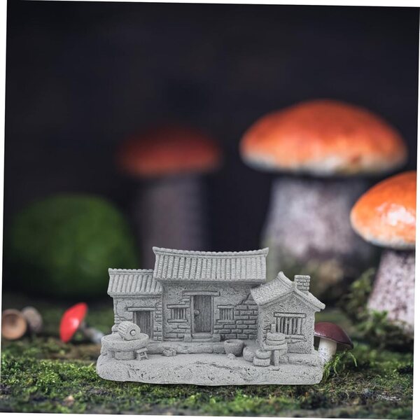 Antikes Miniaturhaus aus blauem Stein im chinesischen Stil, Heim- und Gartendekoration
