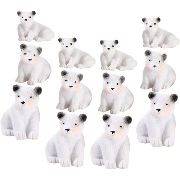 Set mit 12 Mini-Harz-Bär-Statuen, Garten-Puppenhaus-Schreibtisch-Dekoration