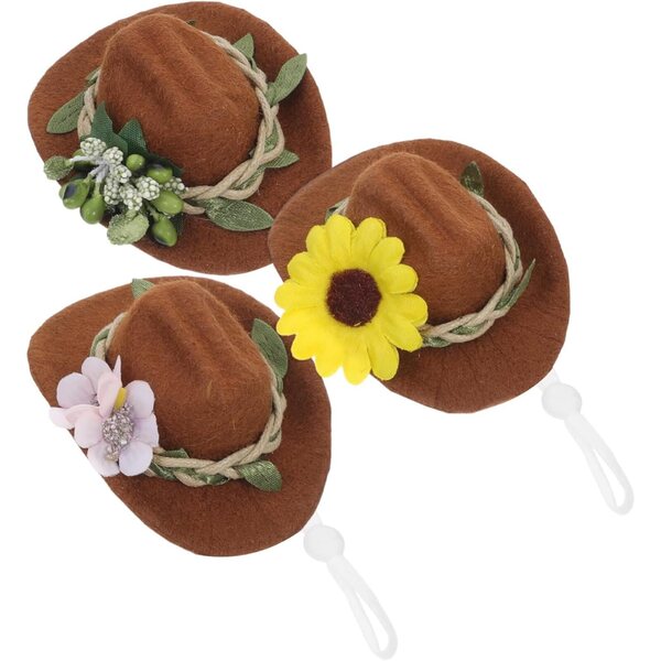 STOBAZA Set mit 3 Mini-Cowgirl-Hüten aus Filz – Party- und DIY-Dekorationen