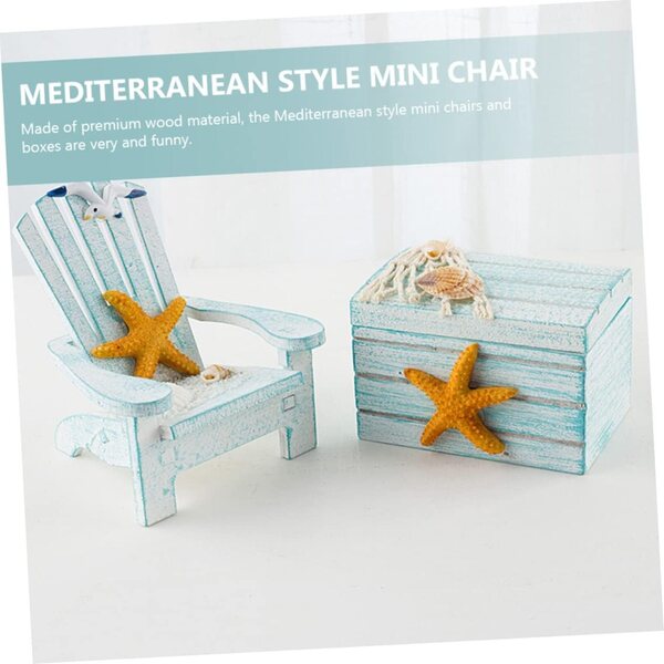 STOBAZA Mediterranes Miniatur-Set: Liegestuhl und Holzkiste für die Heimdekoration