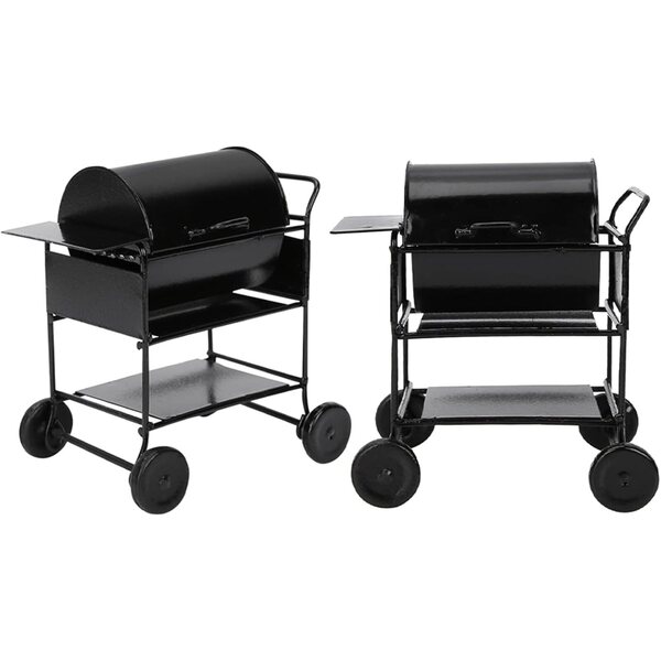 Mini carretto barbecue 1:12 in ferro non tossico per casa delle bambole Jelquix