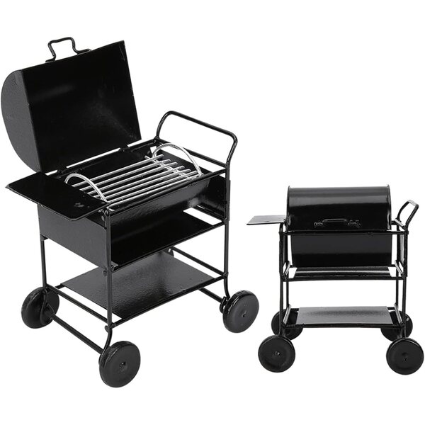 Mini carretto barbecue 1:12 in ferro non tossico per casa delle bambole Jelquix