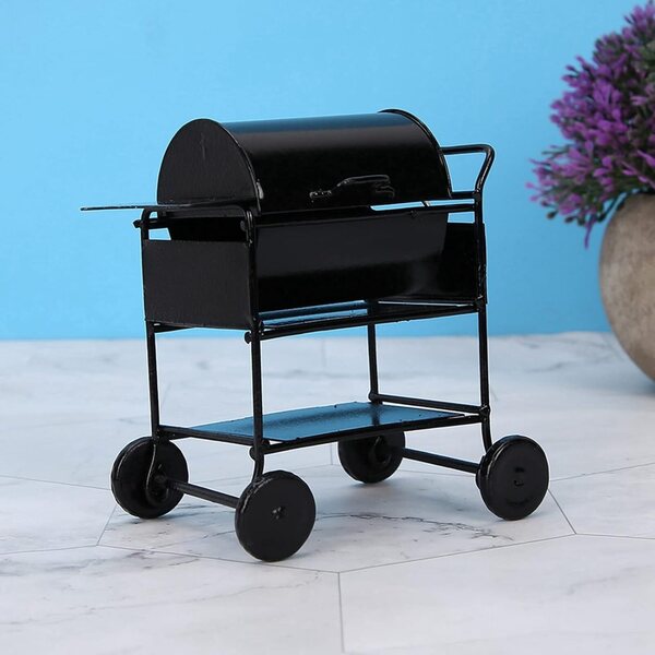 Mini carretto barbecue 1:12 in ferro non tossico per casa delle bambole Jelquix