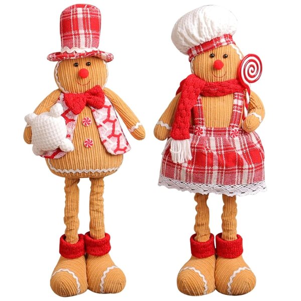 Set Peluche Pan Di Zenzero 2 PZ Maschio e Femmina con gambe elastiche, decorazione natalizia
