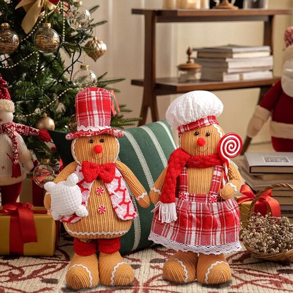 Set Peluche Pan Di Zenzero 2 PZ Maschio e Femmina con gambe elastiche, decorazione natalizia