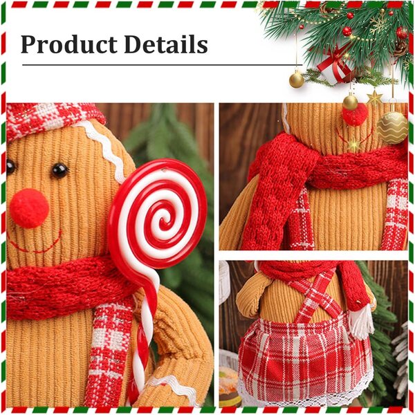 Set Peluche Pan Di Zenzero 2 PZ Maschio e Femmina con gambe elastiche, decorazione natalizia