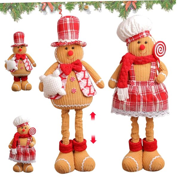 Set Peluche Pan Di Zenzero 2 PZ Maschio e Femmina con gambe elastiche, decorazione natalizia