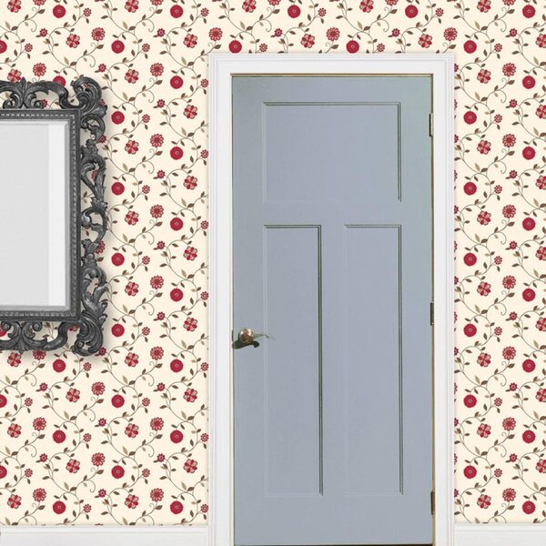 Set 5 Fogli Carta da Parati Miniatura 1:12 con Motivo Fiori Rossi per Case delle Bambole