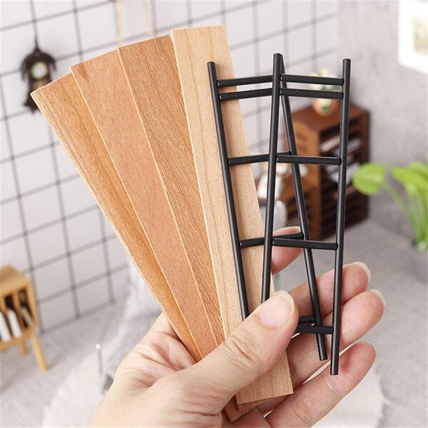 4-lagiges Holzregal für Miniatur-Puppenhäuser im Maßstab 1:12