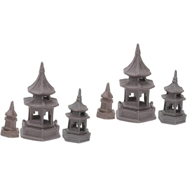 STOBAZA Mini Pavillon 6 Stück aus brauner Keramik für Garten- und Heimdekoration