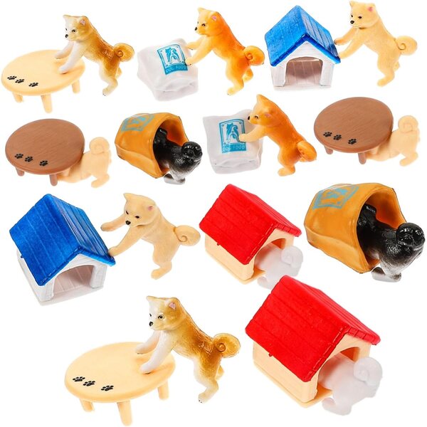 STOBAZA Set mit 24 realistischen Mini-Hundestatuen aus PVC für Haus- und Gartendekorationen