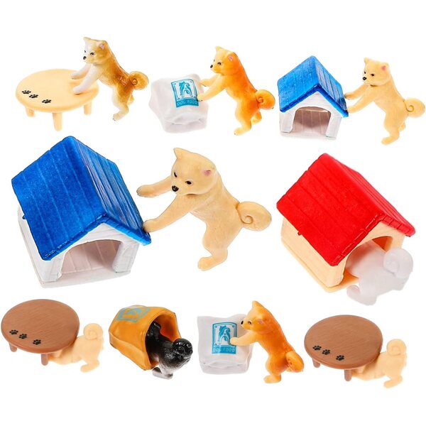 STOBAZA Set mit 24 realistischen Mini-Hundestatuen aus PVC für Haus- und Gartendekorationen