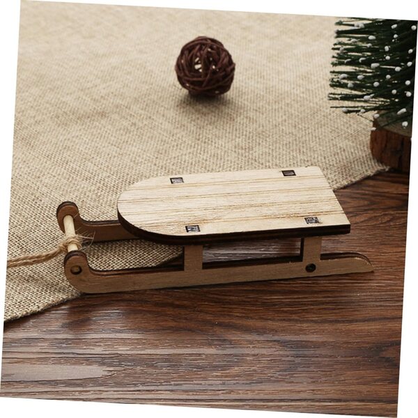 STOBAZA 9 Mini Slittini in Legno Beige per Decorazioni Natalizie e Tavolo 2,5x5x2 cm