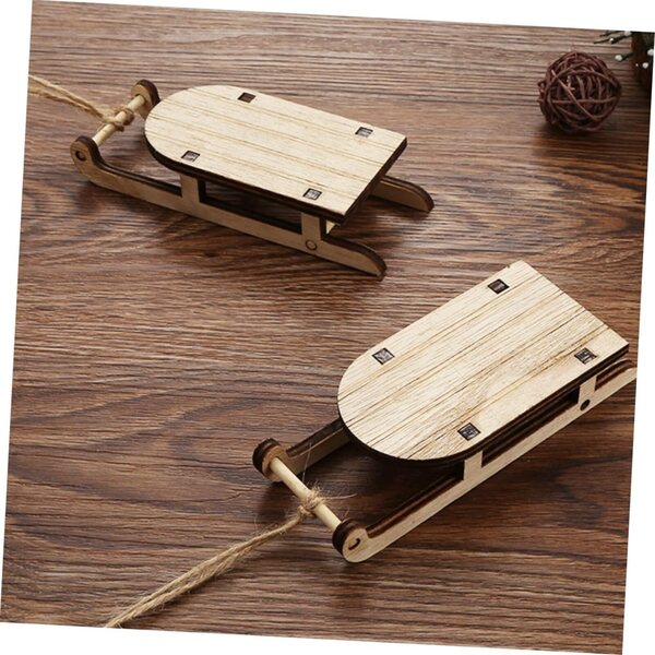 STOBAZA 9 Mini Slittini in Legno Beige per Decorazioni Natalizie e Tavolo 2,5x5x2 cm