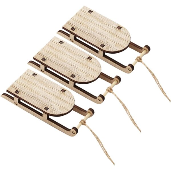 STOBAZA 9 Mini Slittini in Legno Beige per Decorazioni Natalizie e Tavolo 2,5x5x2 cm