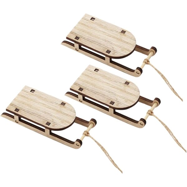 STOBAZA 9 Mini Slittini in Legno Beige per Decorazioni Natalizie e Tavolo 2,5x5x2 cm