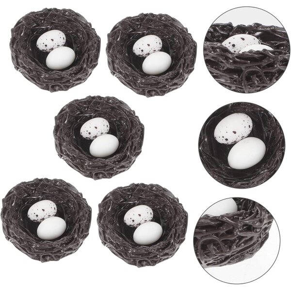 STOBAZA set 25 nidi in resina con 50 uova finte per decorazione giardino e casa