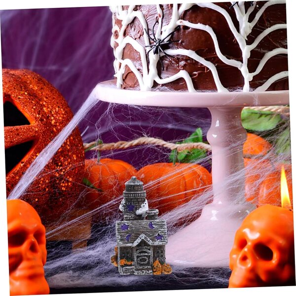 STOBAZA Set mit 4 Miniatur-Halloween-Häusern aus Kunstharz für Dekorationen und Mikrolandschaften