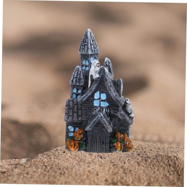 STOBAZA Set mit 4 Miniatur-Halloween-Häusern aus Kunstharz für Dekorationen und Mikrolandschaften