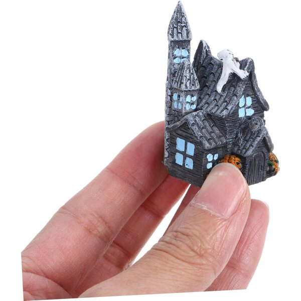 STOBAZA Set mit 4 Miniatur-Halloween-Häusern aus Kunstharz für Dekorationen und Mikrolandschaften