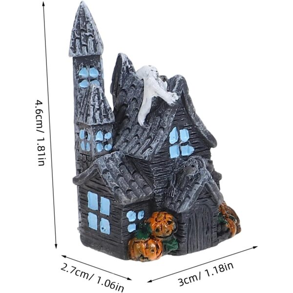 STOBAZA Set mit 4 Miniatur-Halloween-Häusern aus Kunstharz für Dekorationen und Mikrolandschaften