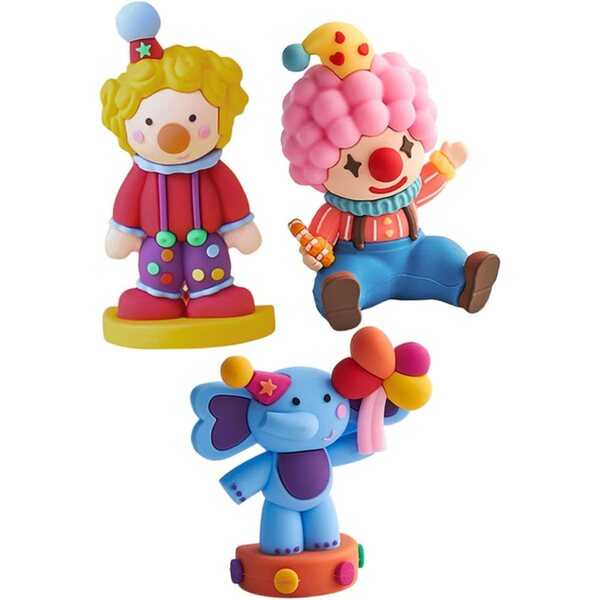 STOBAZA Set mit 3 Mini-Clowns und Elefanten aus Kunststoff für Tisch- und Heimdekoration