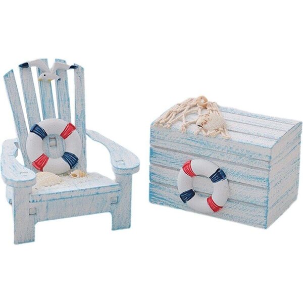 Mini decorazione mare in legno e resina set 2 pezzi per casa e foto