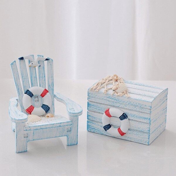 Mini decorazione mare in legno e resina set 2 pezzi per casa e foto