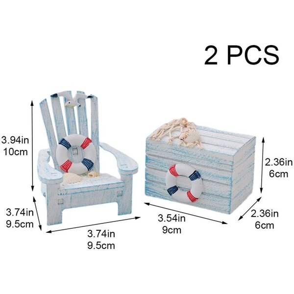 Mini decorazione mare in legno e resina set 2 pezzi per casa e foto