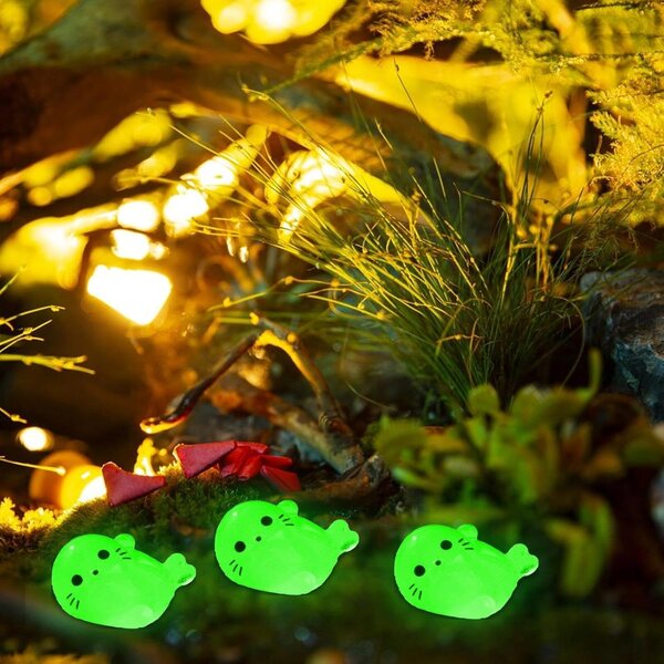 Animali in resina che brillano al buio - Set 5 piccole foche decorative per la casa