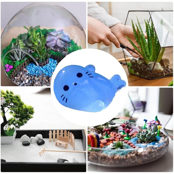 Animali in resina che brillano al buio - Set 5 piccole foche decorative per la casa