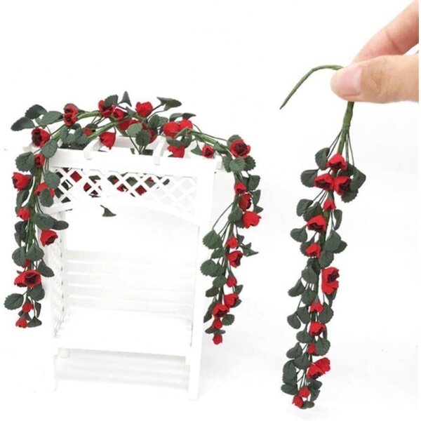 Girlanda Miniatur 1:12 in Resina con Rose Finte per Casa delle Bambole - 22 cm