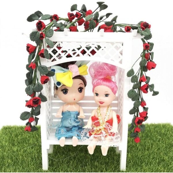 Girlanda Miniatur 1:12 in Resina con Rose Finte per Casa delle Bambole - 22 cm