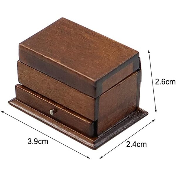 Miniatura cestino da cucito in legno per casa delle bambole 1:12 vintage e realistico