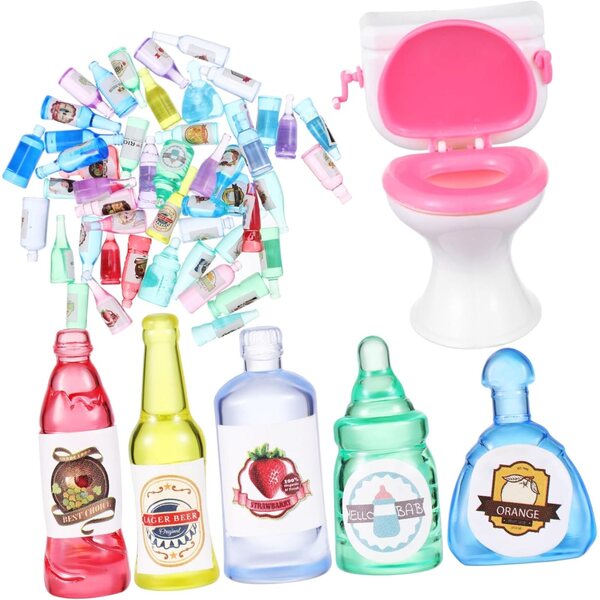 STOBAZA Mini-Flaschen 50 Stück aus Kunststoff mit kompakter und leichter Mini-Toilette
