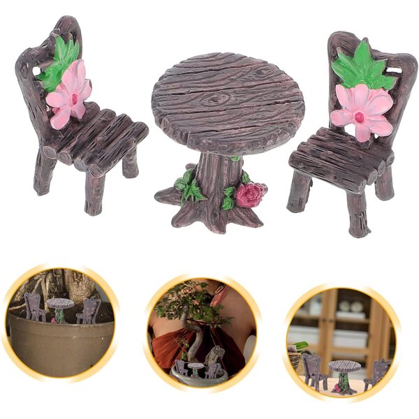 ibasnice set 6 pezzi mobili miniatura in resina per giardino fatato e decorazioni micro