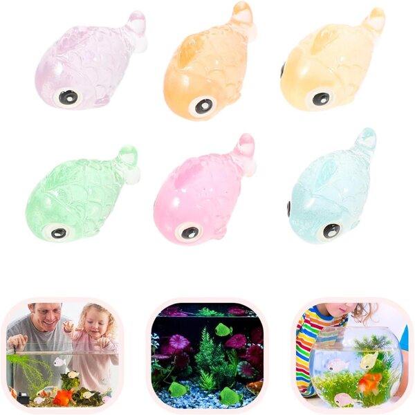 Set 12 Pesci Miniatura in Resina Luminescenti per Decorazione Aquarium e Mini Giardini